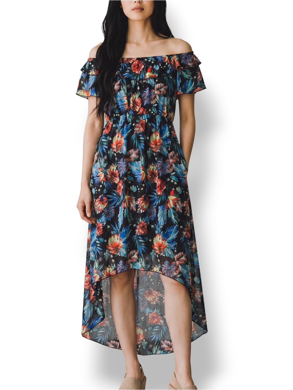 4/$20 Young USA Floral High-Low Dress Size S